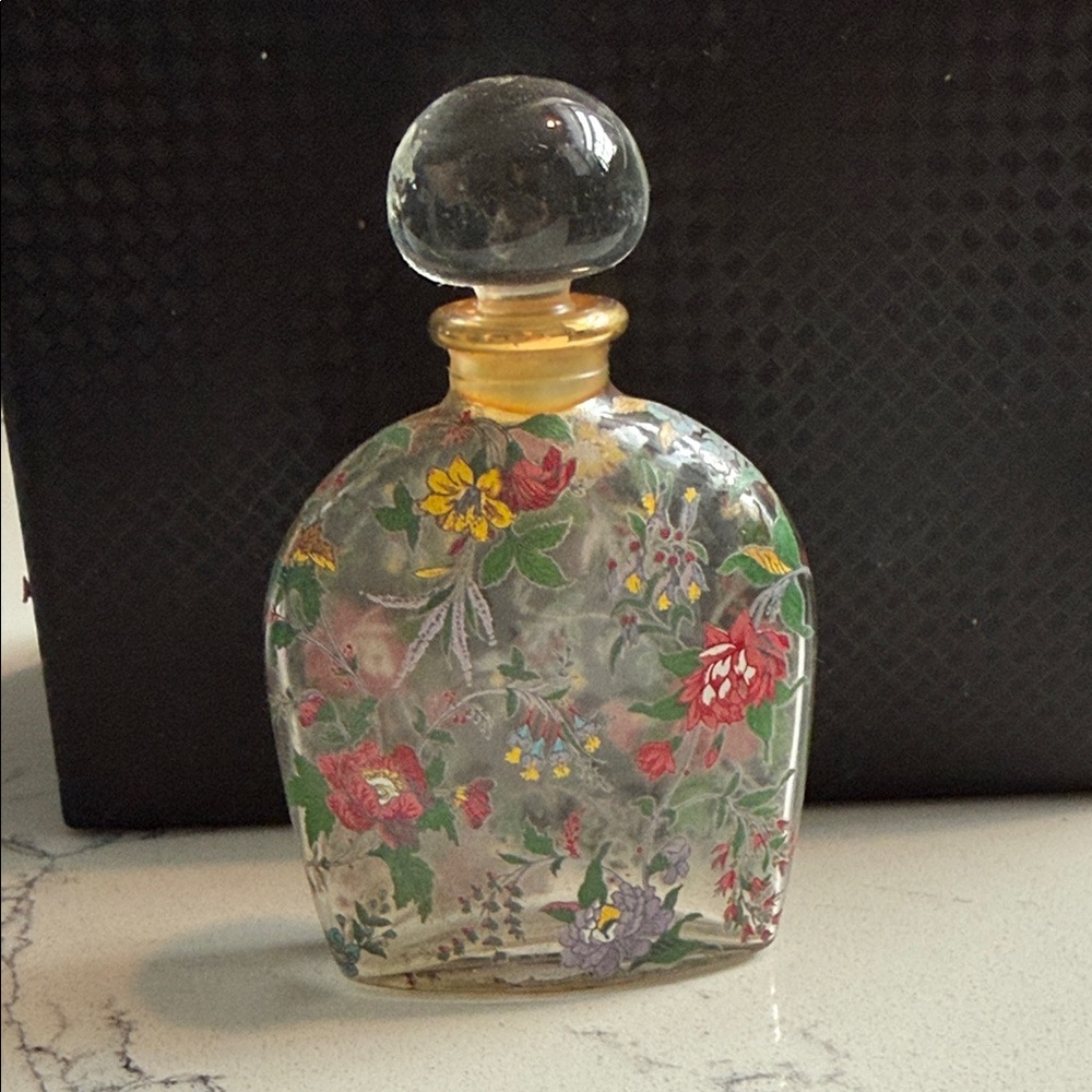 Vintage: 3” Floral Glass Perfume Bottle